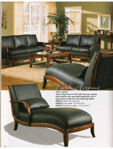 Park ave black leather sofa set