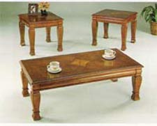 three piece oak finish table set