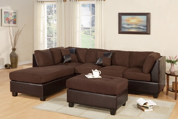 3PC Chocolate  Sectional Sofa